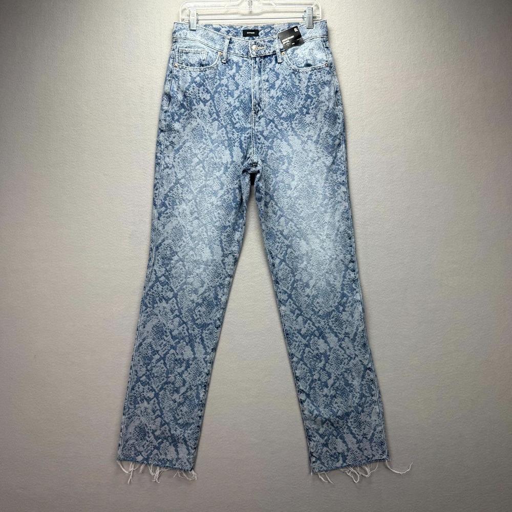 Express Rigid Jeans Womens 6L Blue Denim Pants Pattern Floral‎ Modern Straight